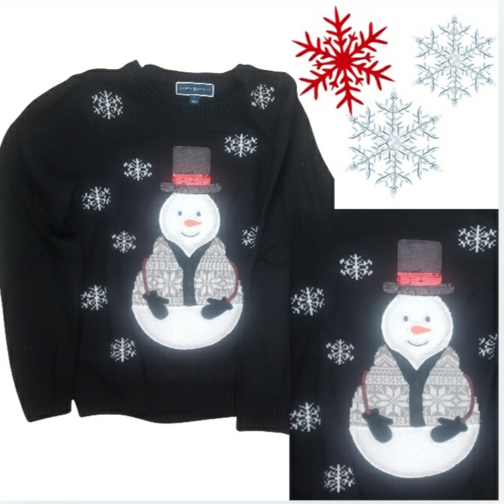 Karen Scott Holiday Snowman Sweater - L Womens